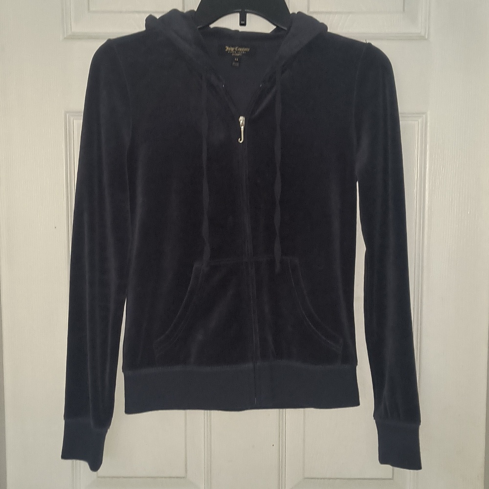 Juicy Couture Black Label Velour Zip Up Hoodie Size XS